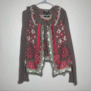 Johnny Was Biya Maryam embroidered cardigan hoodie